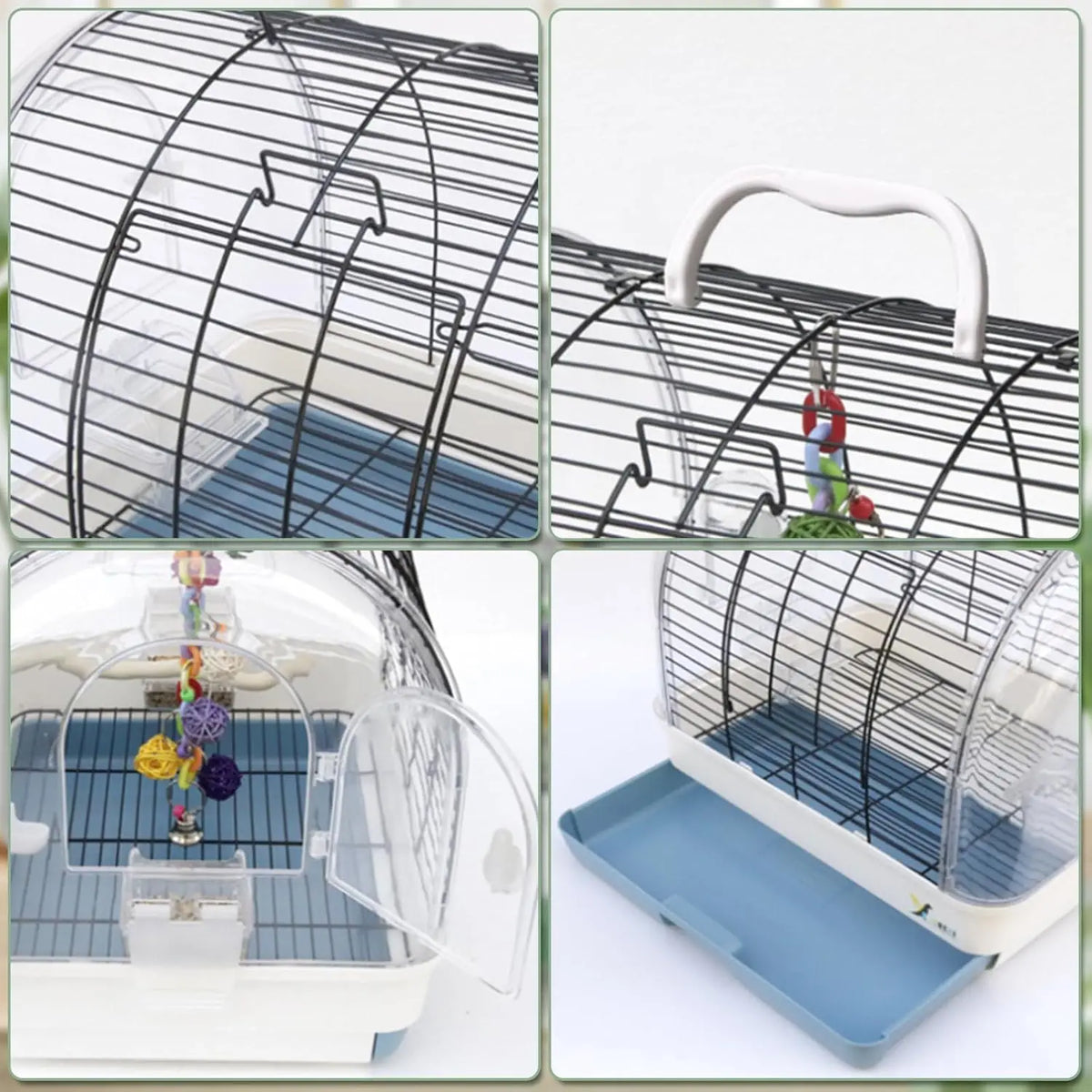 HiMiss Portable Bird Travel Cage With Perches And Feeders