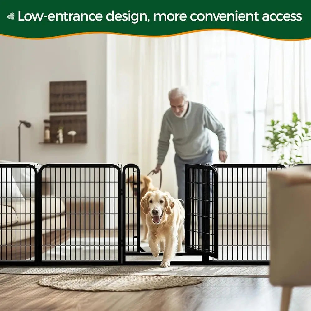 32in 16-Panel Metal Dog Playpen ence or Indoor Yard RV Camping | Heavy-duty Rustproo e with Secure Door, Tool-ree Assembly, olda