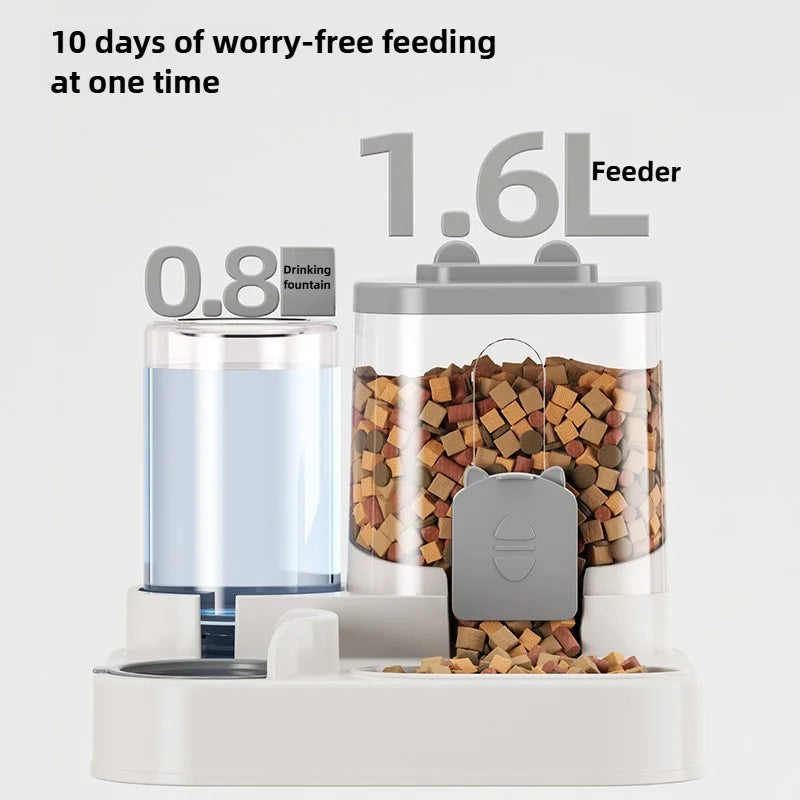 Automatic Pet Feeder With Spill Proof Bowl And Water Dispenser