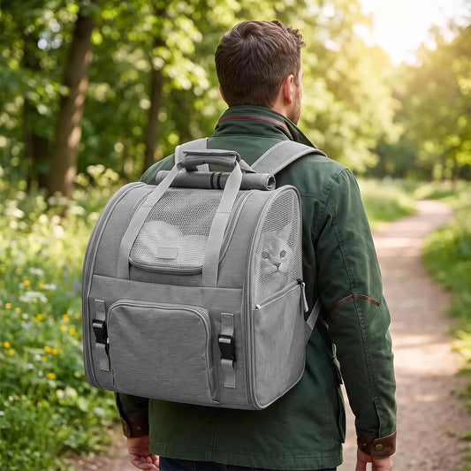 Durable Expandable Mesh Cat Carrier Nylon Travel Backpack