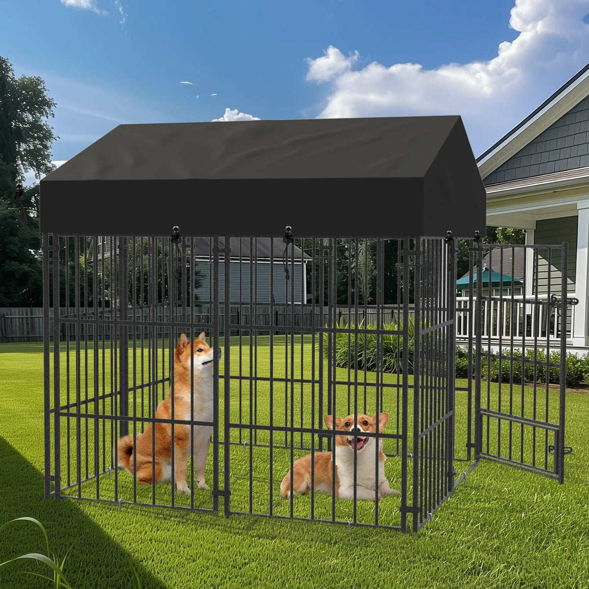 Borwart Heavy Duty Welded Metal Dog Kennel Playpen Roof Cover
