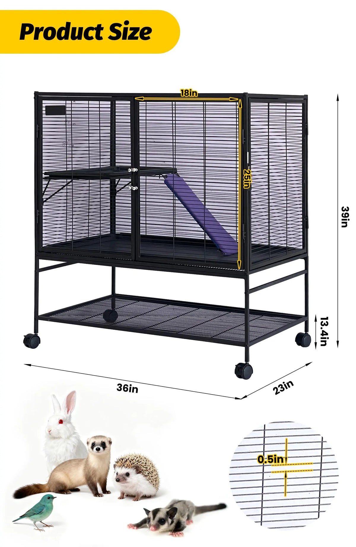 HiMISS Multi Level Small Animal Cage With Removable Tray