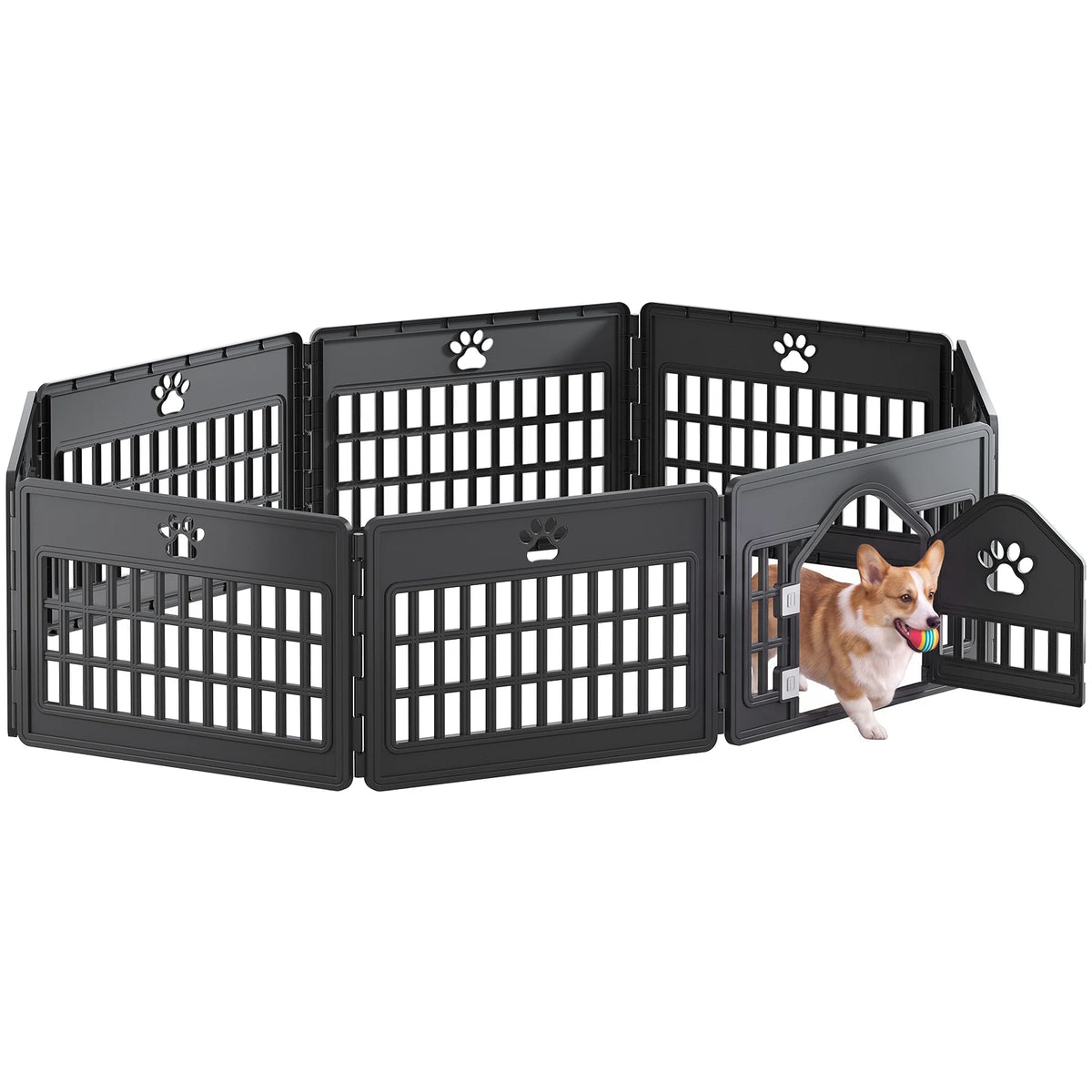 JHK Injection Molded Dog Playpen 4/6/8 Panel 24IN Expandable Durable Pet Fence for Medium Dogs Seamless Design Indoor Outdoor Folding Portable Puppy Playpen