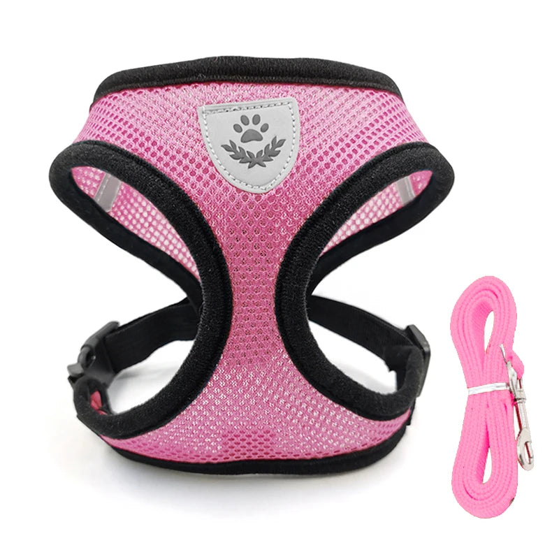Adjustable Reflective Escape Proof Dog Cat Harness Leash Set Vest