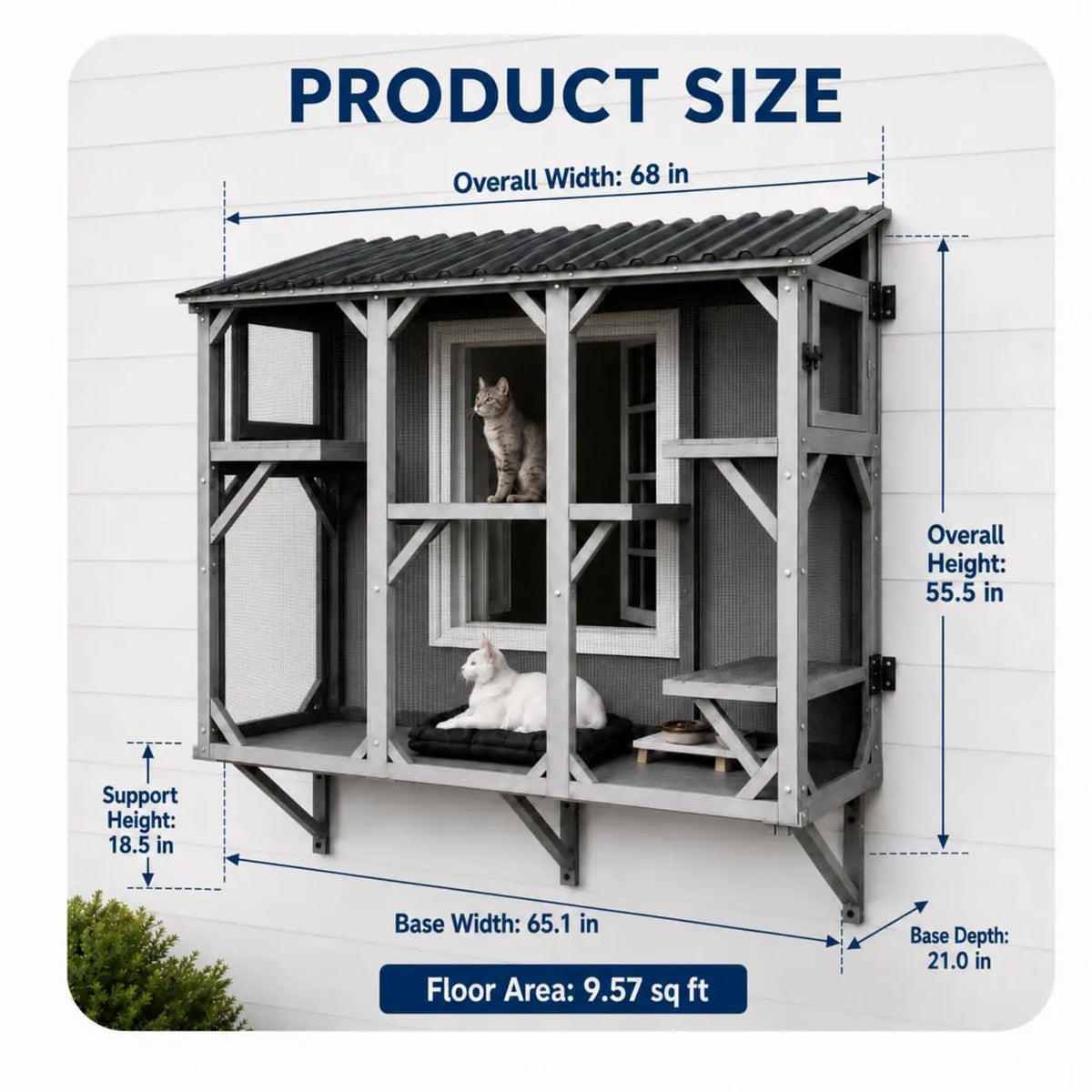 HiMISS Outdoor Catio Cat Enclosure With Weatherproof Steel Mesh