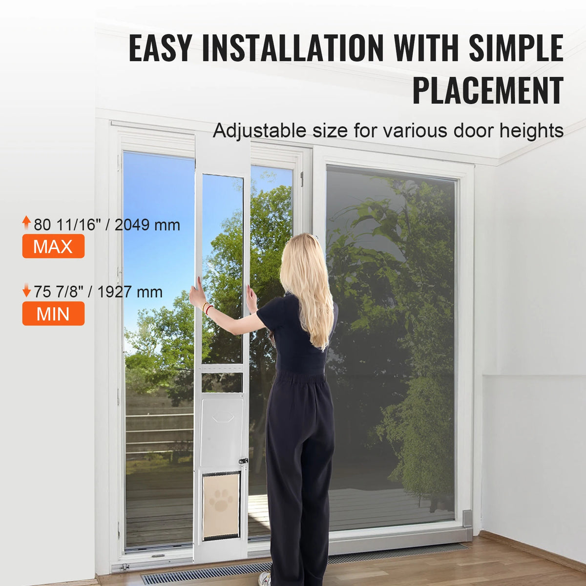 SucceBuy Aluminum Tempered Glass Sliding Adjustable Pet Door For Dogs