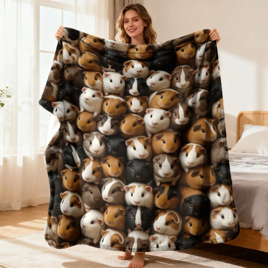 Ultra Soft Flannel Guinea Pig Design Throw Blanket For Home