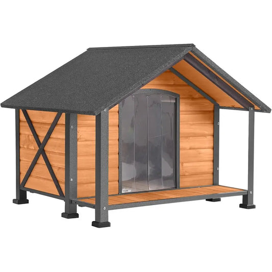 Premium Metal Dog House Featuring Raised Floor And Durable Wood
