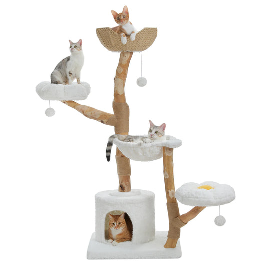 PAWZ Road Cat Tree Tower Sisal Scratching Post Wicker Bed