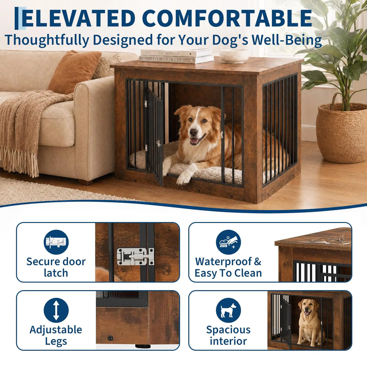 Dual Purpose Wooden Dog Crate And Stylish Side Table