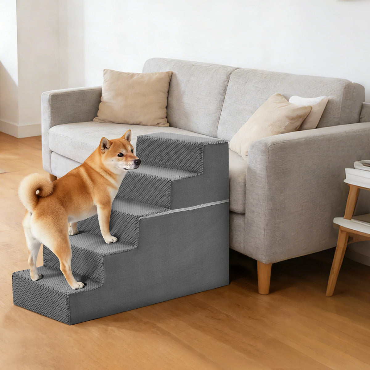 Indoor Foam Pet Stairs With Curved Step Design For Dogs