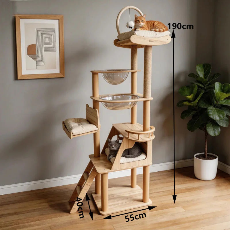 Cat Tree With Acrylic Pods And Sisal Scratching Posts