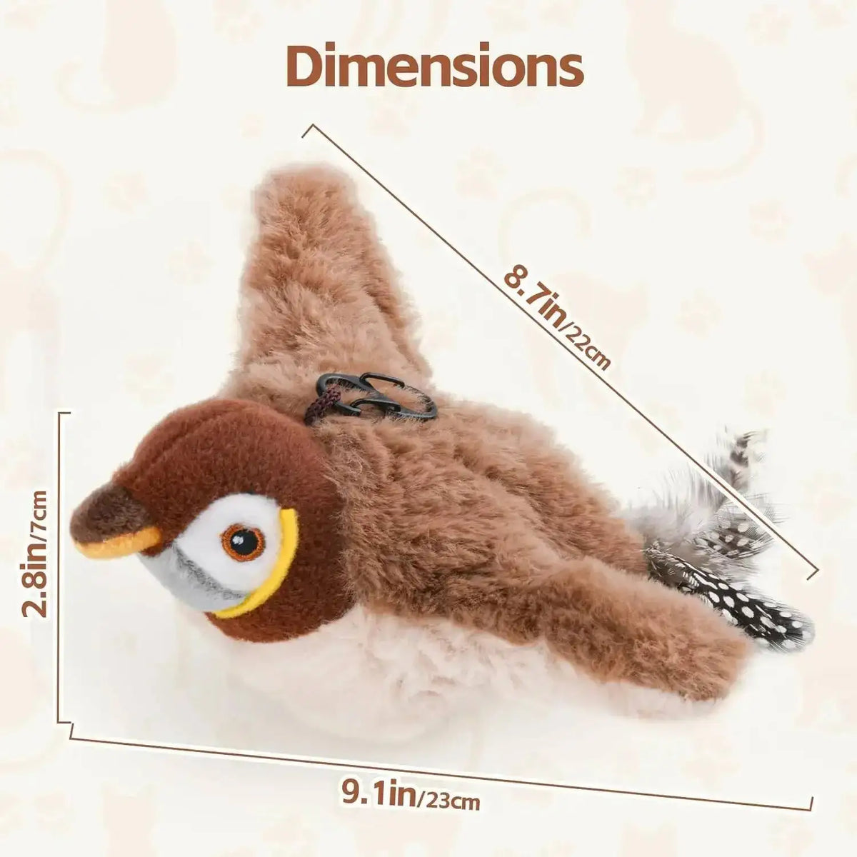 Interactive Rechargeable Chirping Flapping Bird Cat Toy With Touch Activation
