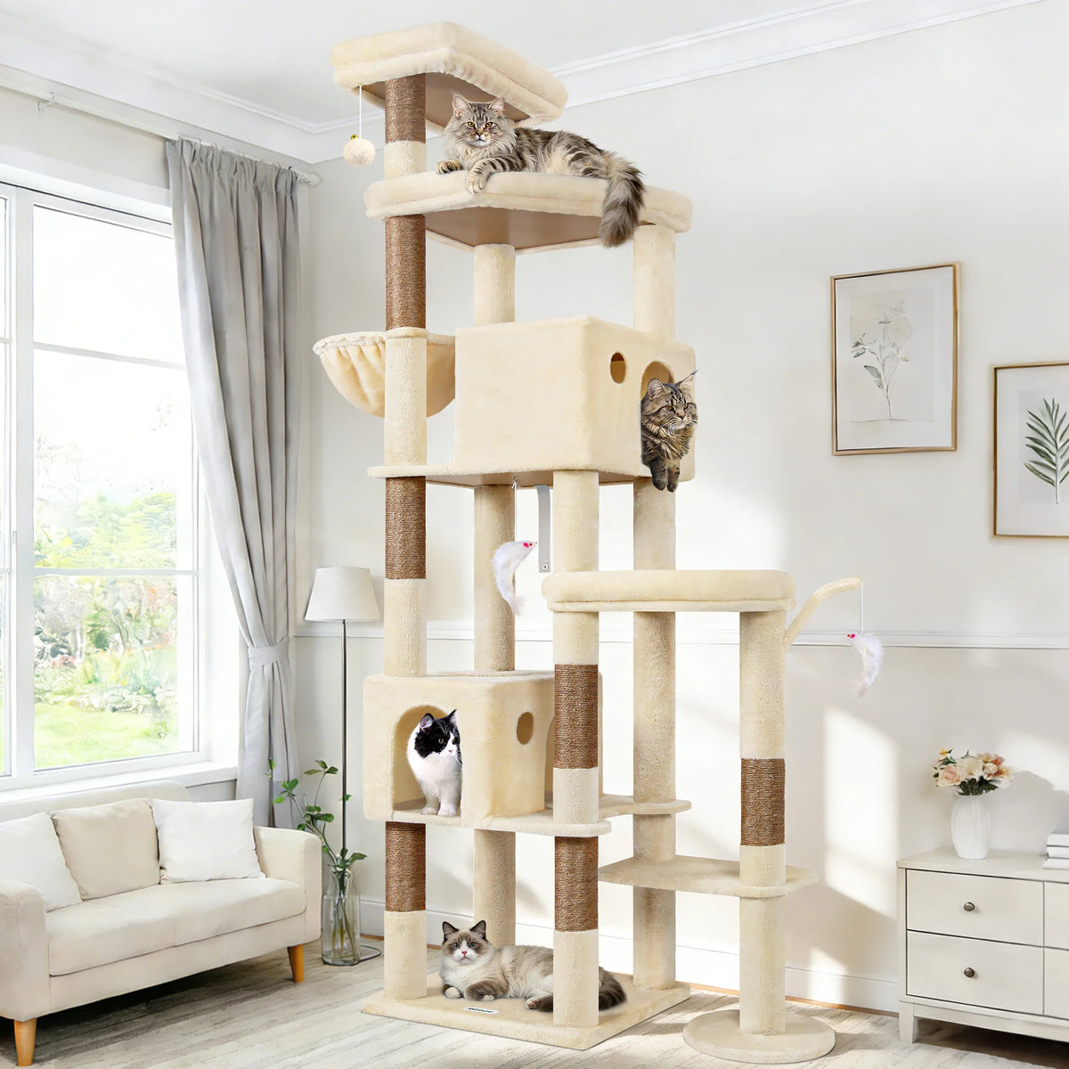 GLOBLAZER Multi Level Cat Tree With Scratching Posts And Hammocks