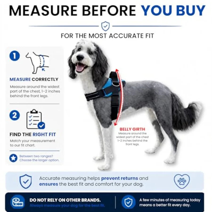 Padded No Pull Dog Harness Vest with Triple Leash Clips