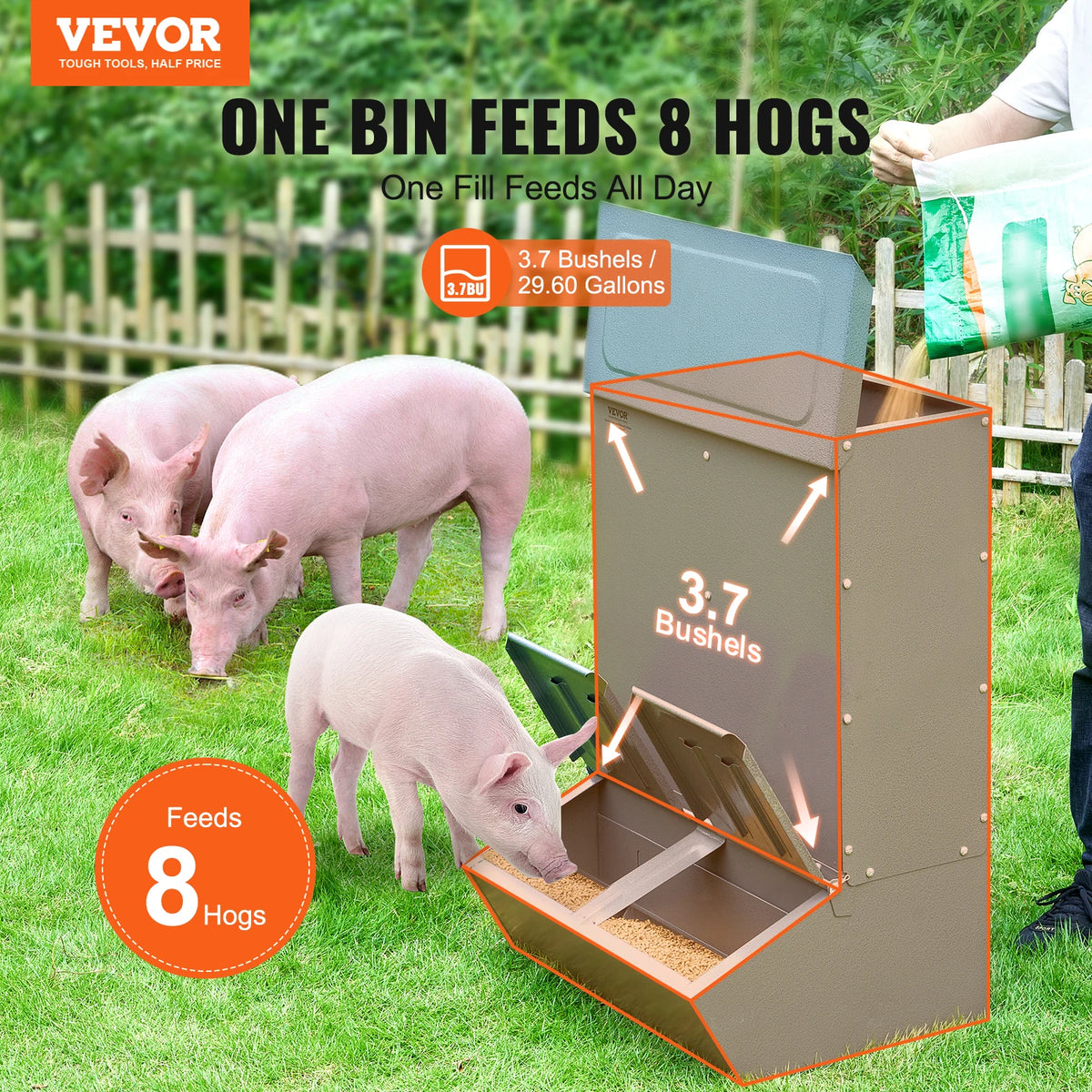 Heavy Duty Galvanized Steel Hog Feeder Trough For Outdoor Farms