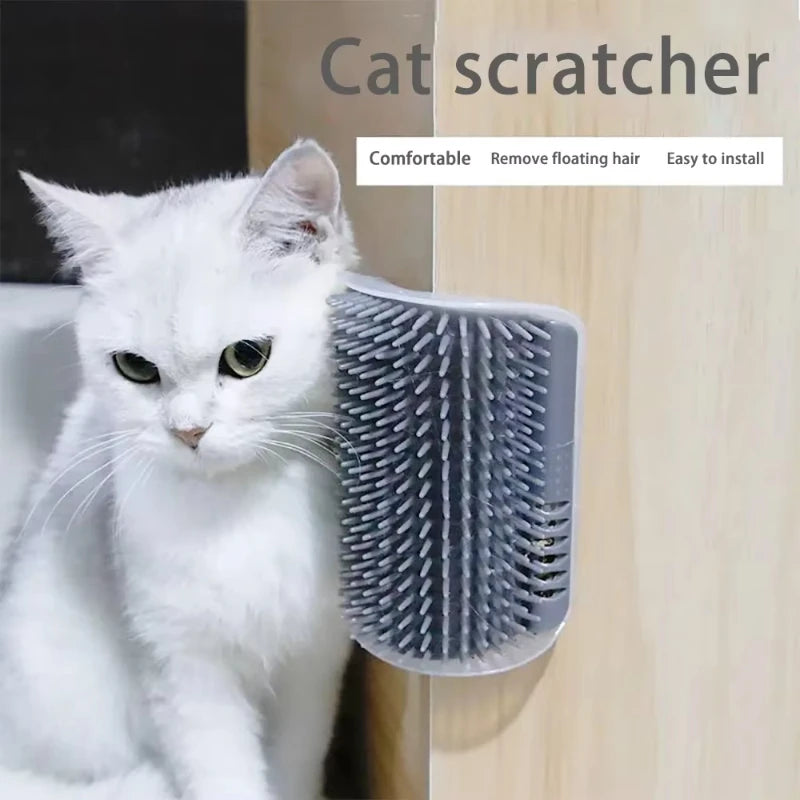 Cat Corner Scratching Brush With Catnip And Deshedding Comb