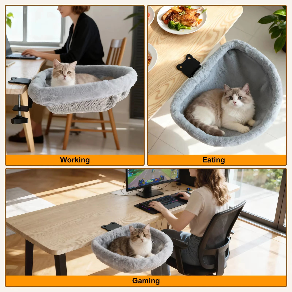 CWV Foldable Cat Desk Bed Space Saving Hammock Perch