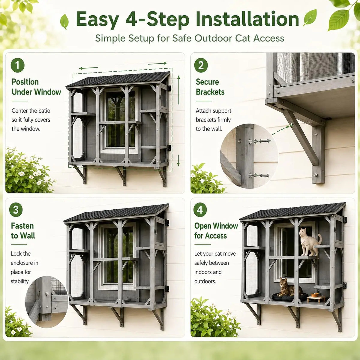 HiMISS Outdoor Catio Cat Enclosure With Weatherproof Steel Mesh