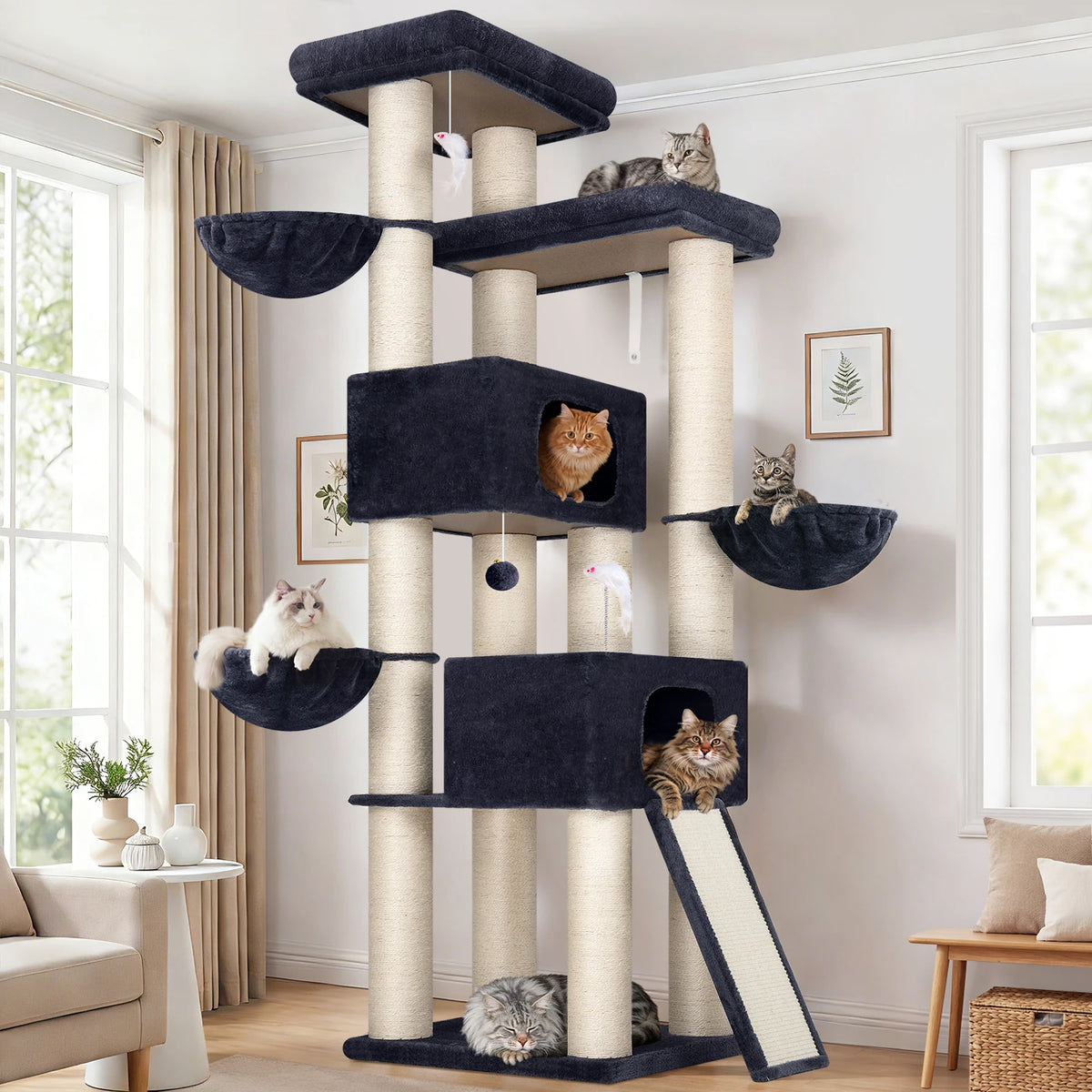 GLOBLAZER Multi Level Cat Tree With Scratching Posts And Hammocks