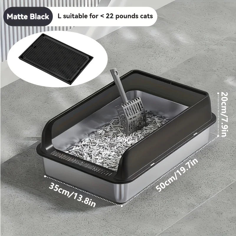 KEMORELA Stainless Steel Enclosed Cat Litter Box With Lid