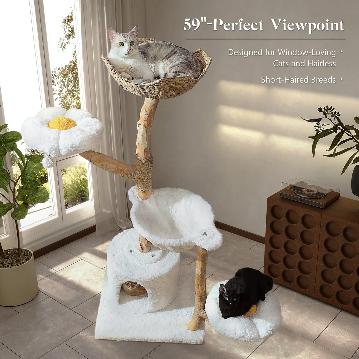PAWZ Road Cat Tree Tower Sisal Scratching Post Wicker Bed