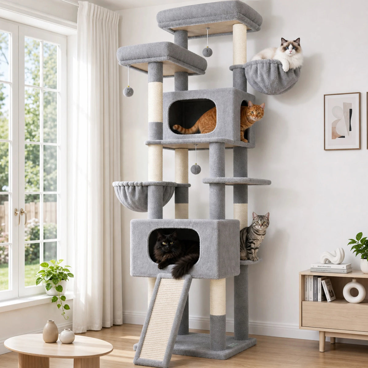 GLOBLAZER Multi Level Cat Tree With Scratching Posts And Hammocks