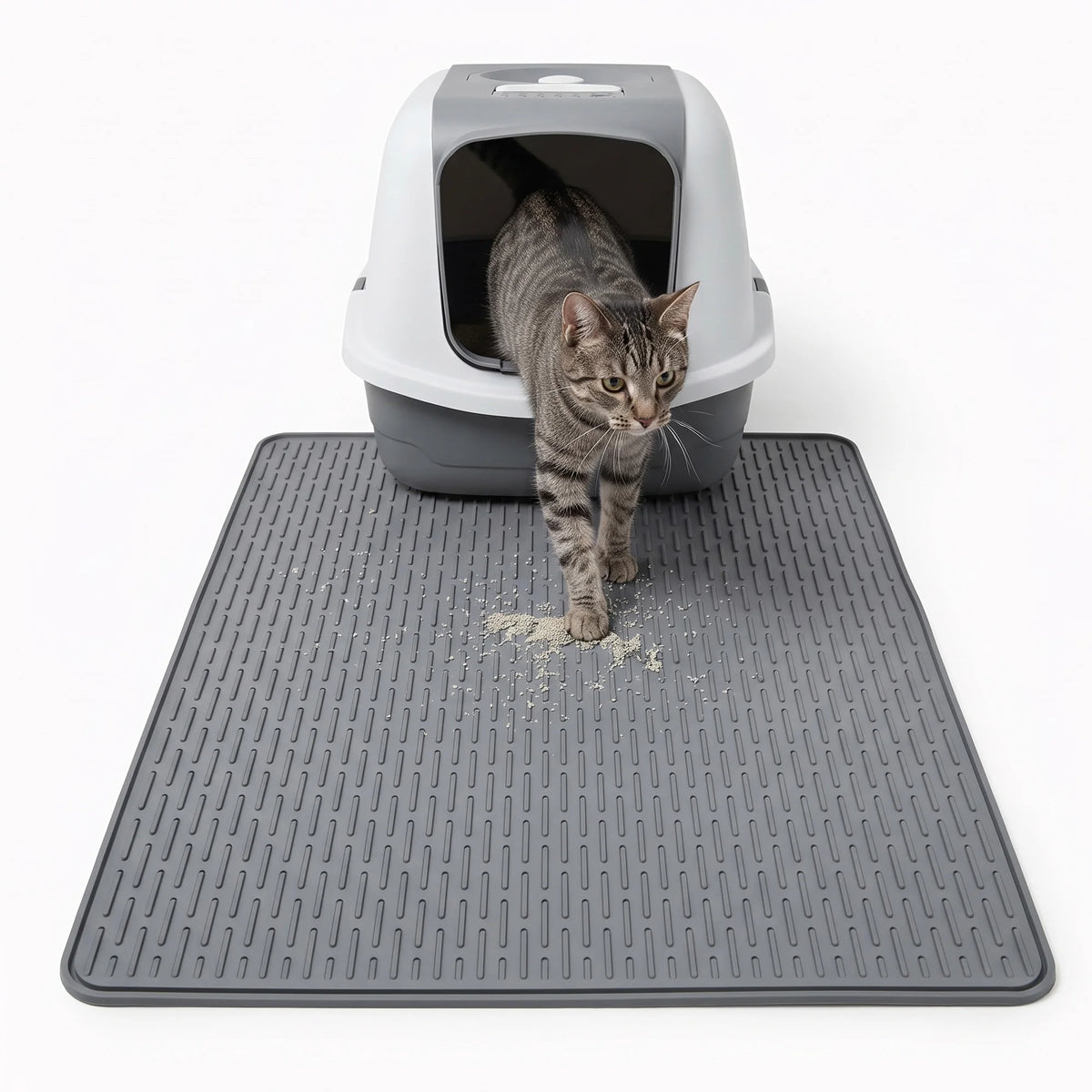 Silicone Cat Litter Mat, Non Slip Waterproof Kitty Litter Trapping Mat for Cat Litter Box, Easy Clean Pet Feeding Mat for Dogs Cats Rabbits