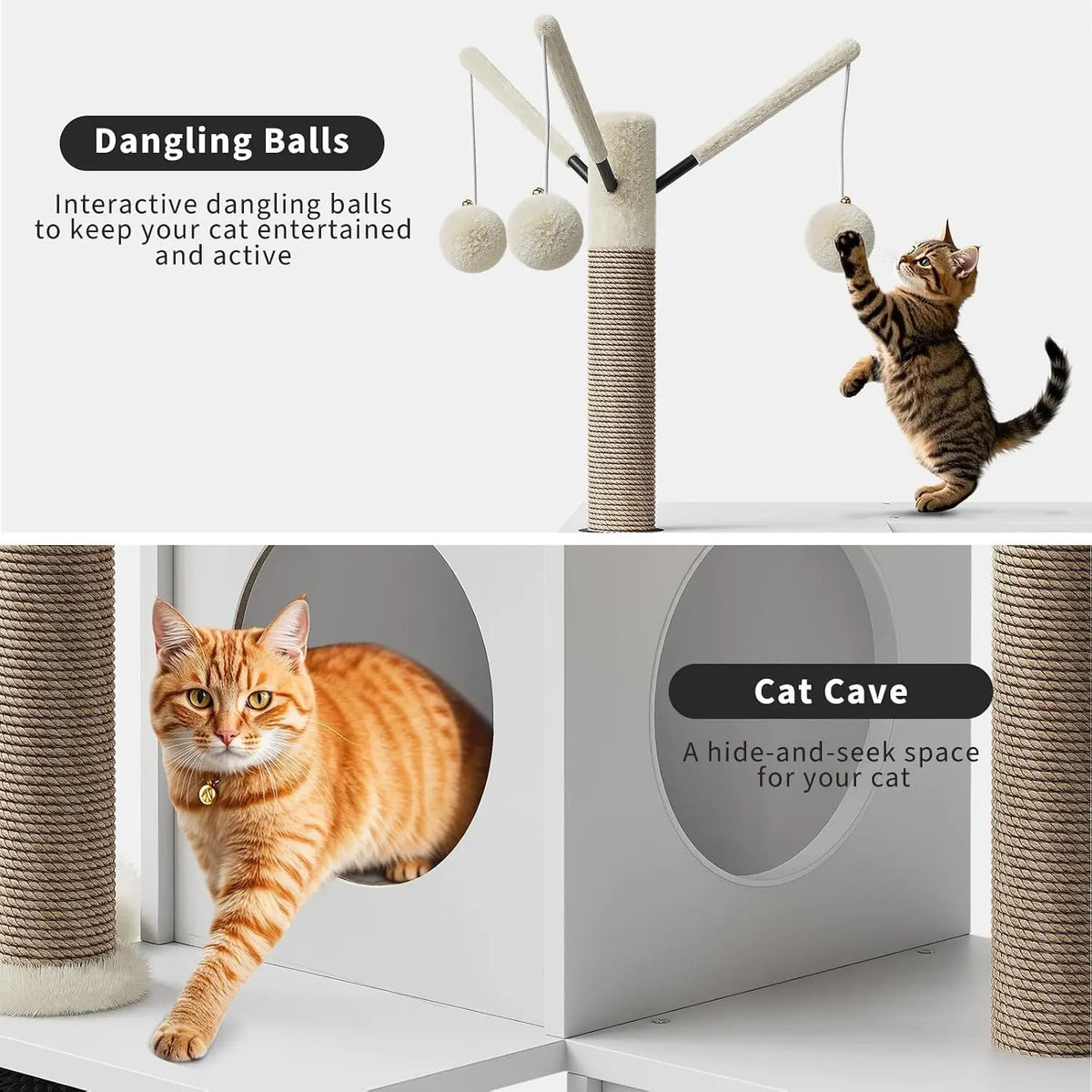 Garvee Cat Tree With Hidden Litter Cabinet, Hammock And Perches