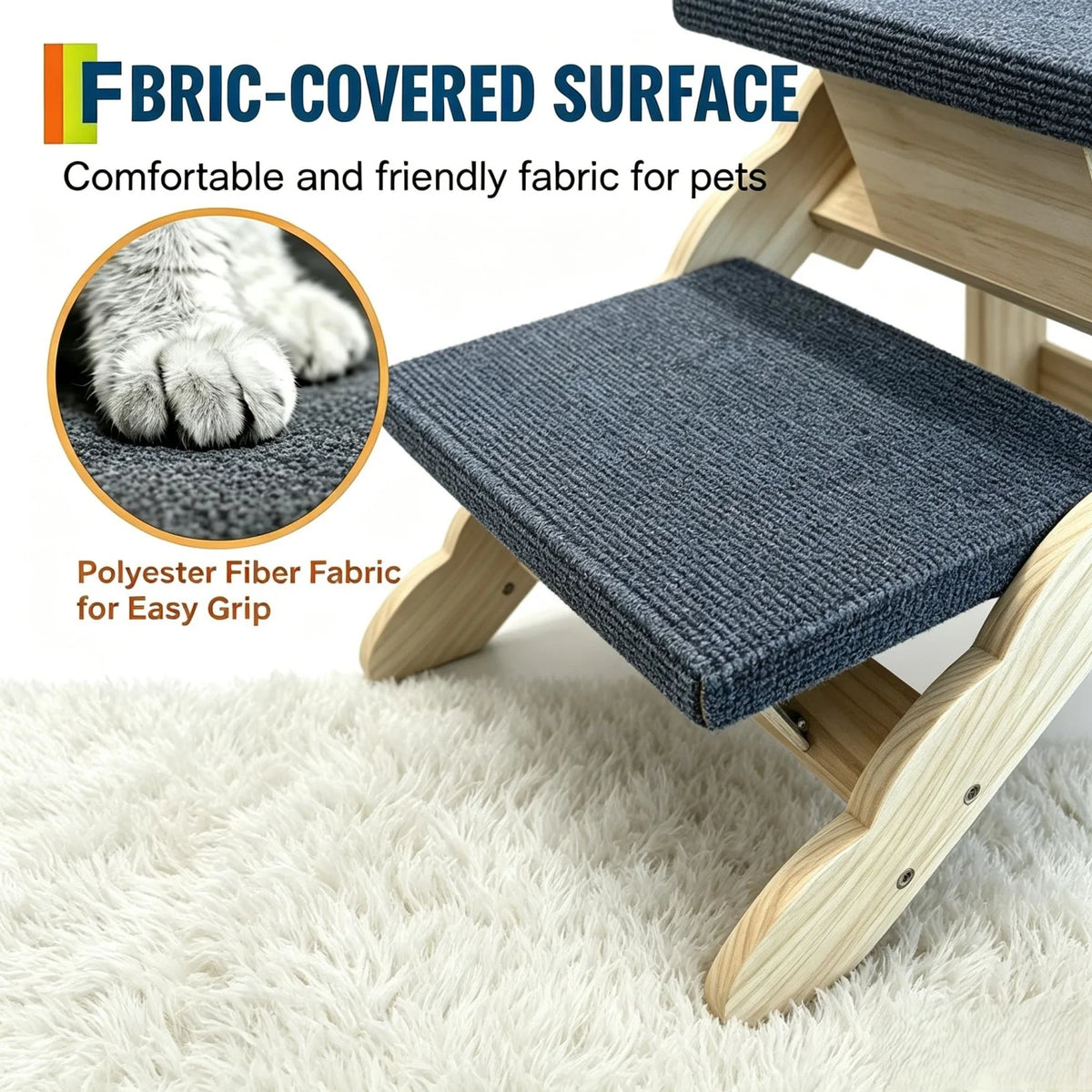 HImiss Non Slip Wooden Dog Stairs And Foldable Pet Ramp