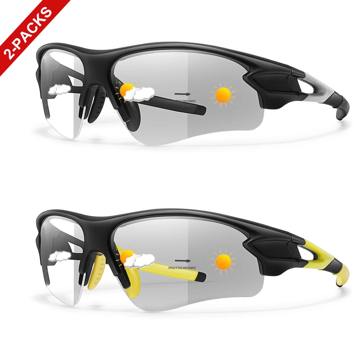 Unisex Half Frame Photochromic Sunglasses For Cycling Running Hiking