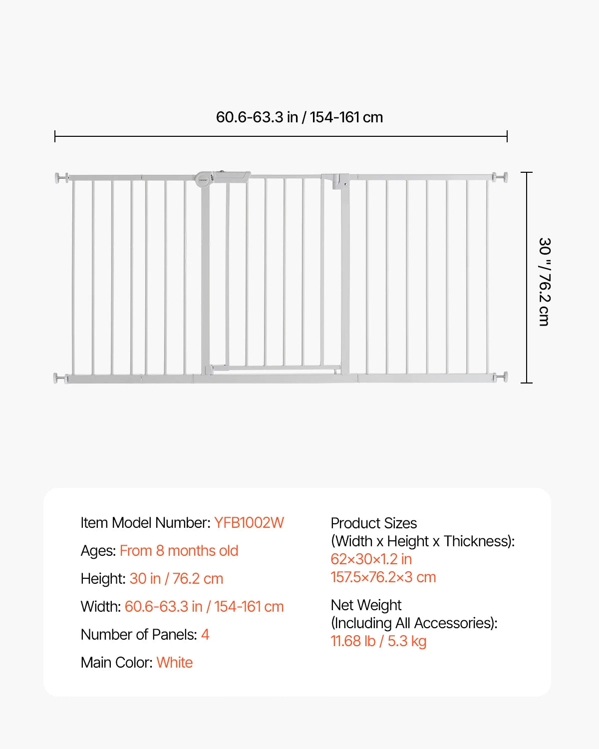 SucceBuy Walk Through Pressure Mount Child Pet Security Gate