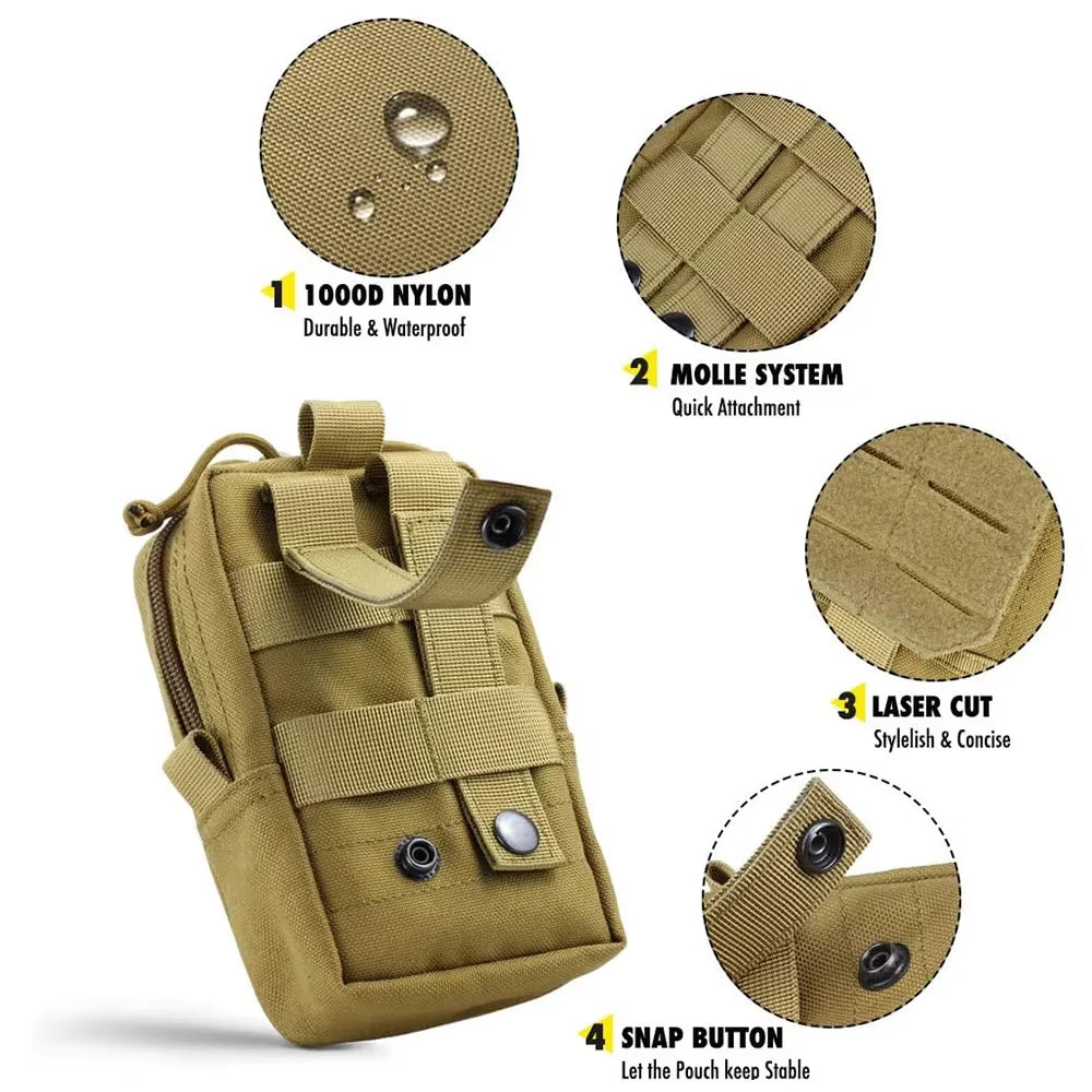 Petavel Dog Tactical Molle Pouch Set With Nylon Harness Attachment