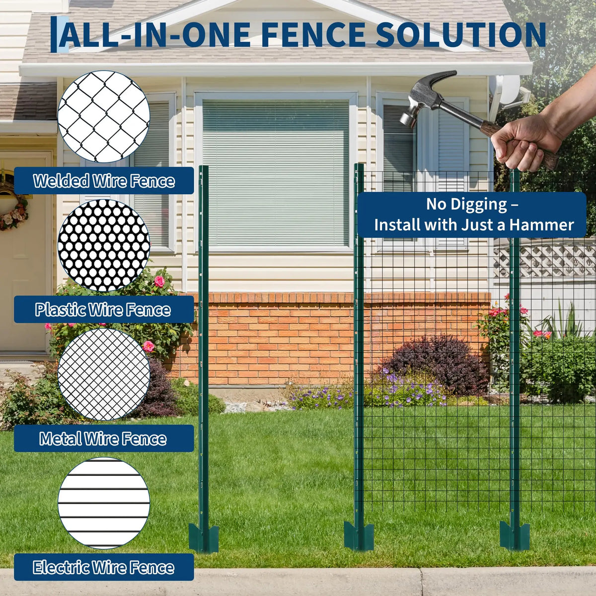 HiMiss No Dig Rustproof Steel U Fence Posts With Ties