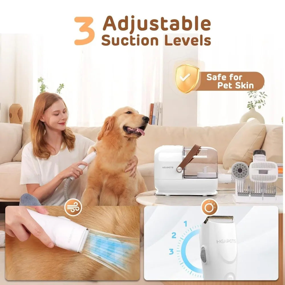 XMSJ Low Noise Dog Grooming Vacuum Kit With Pet Clippers