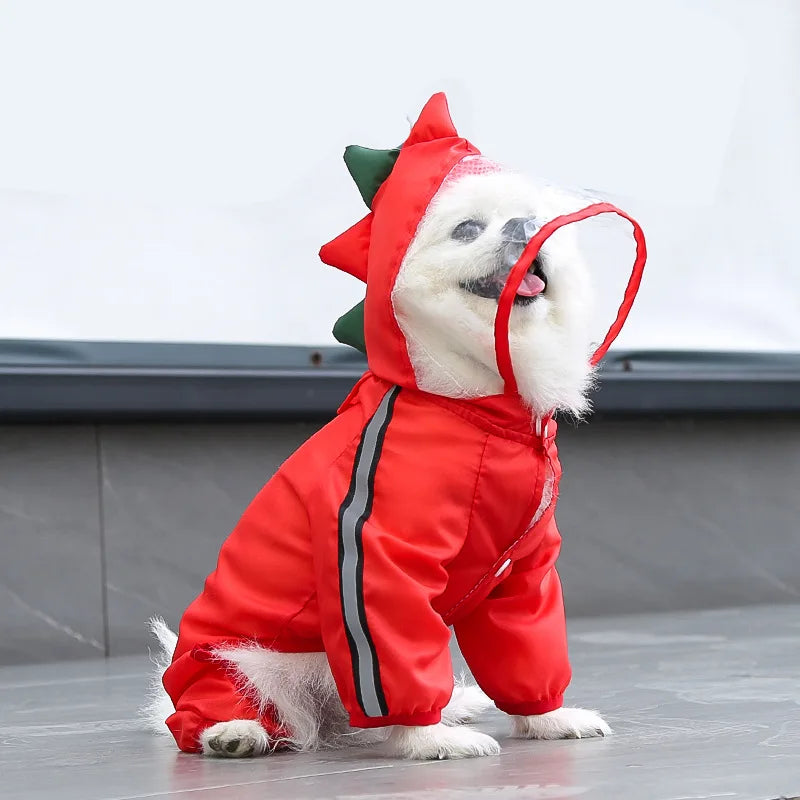 Premium Waterproof Reflective Four Legged Dog Rain Jacket