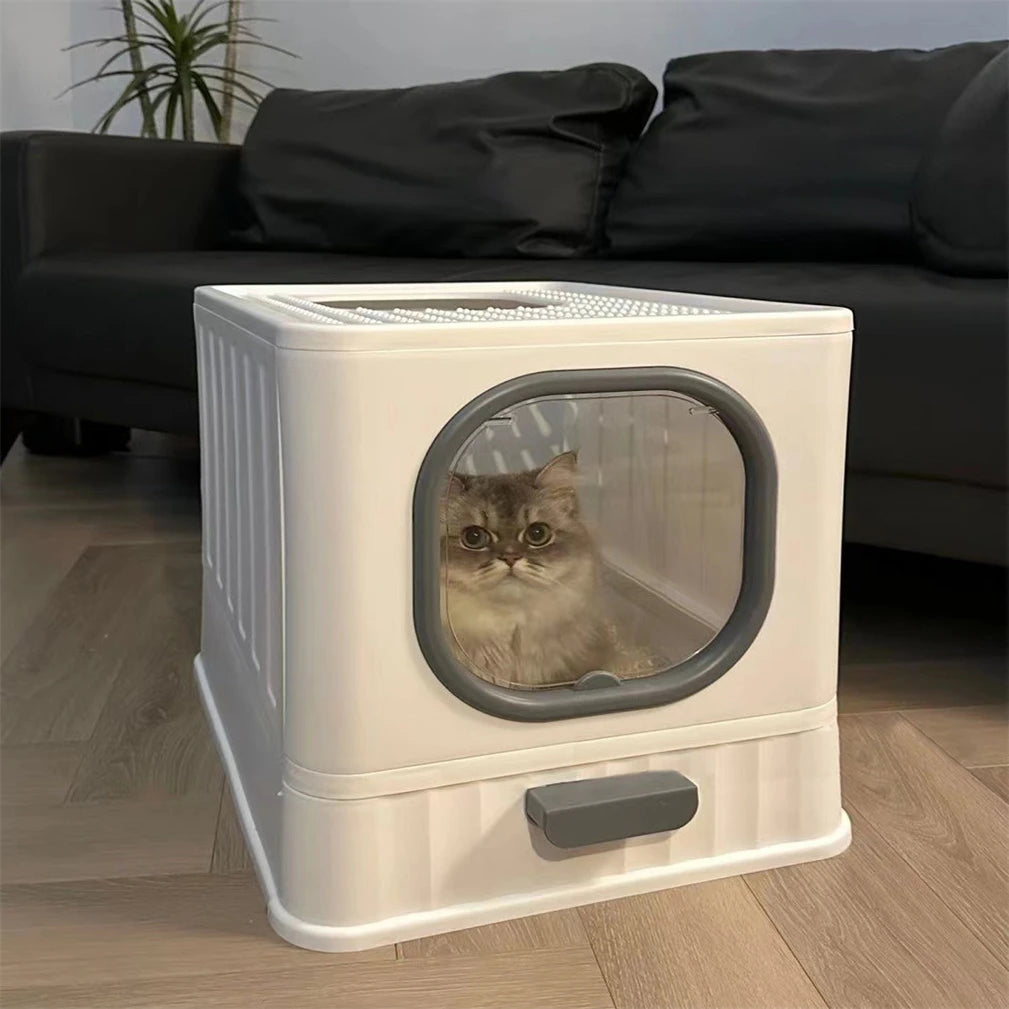 Enclosed Cat Litter Box With Pull Out Drawer And Scoop