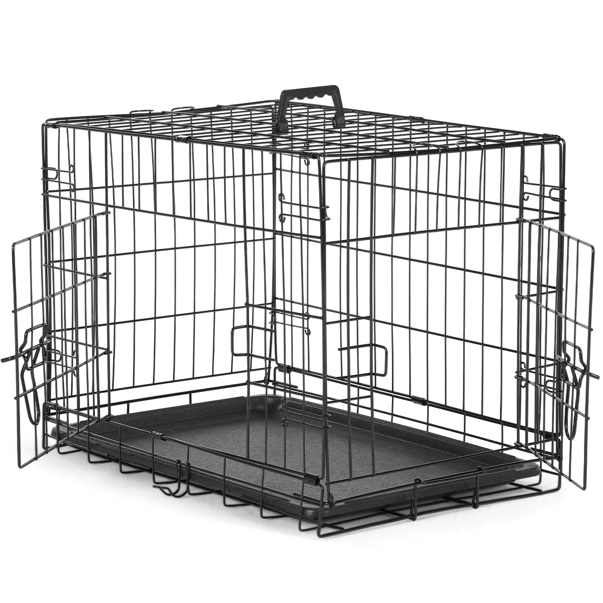 JHK Double Door Metal Wire Dog Kennel With Leakproof Tray
