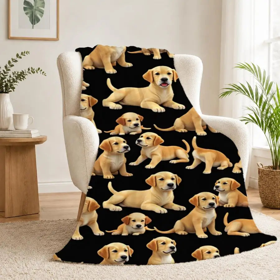 Golden Retriever Puppy Weighted Flannel Blanket For Cozy Comfort