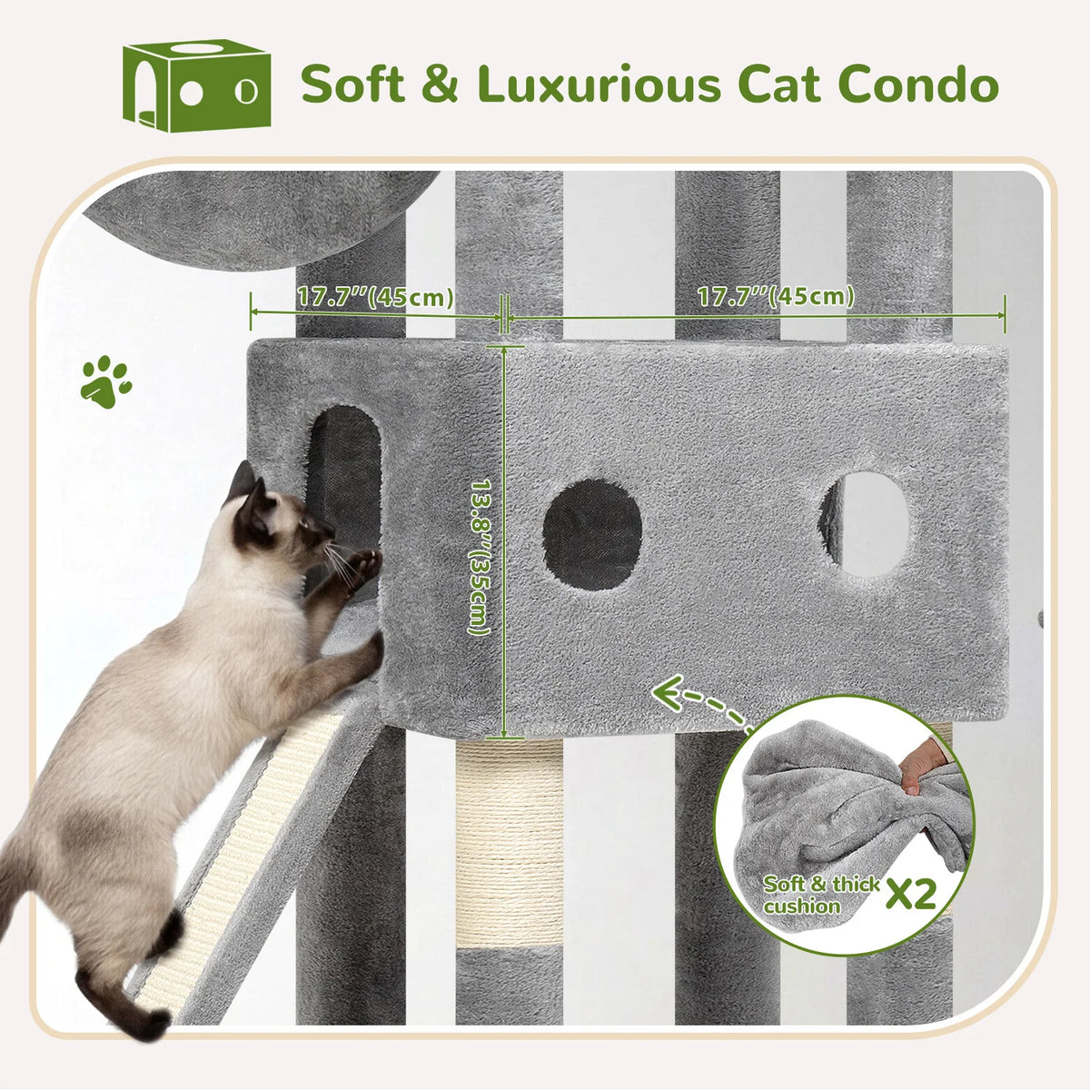 GLOBLAZER Heavy Duty Multi Level Cat Tree Condo For Cats
