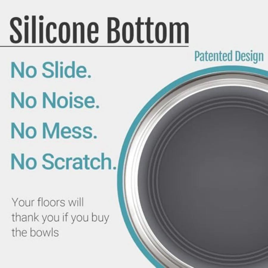 Nonslip Stainless Steel Dog Cat Bowls, US, 2 Count No slide silicone bottom, Dishwasher safe, Easy to clean, Stackable design