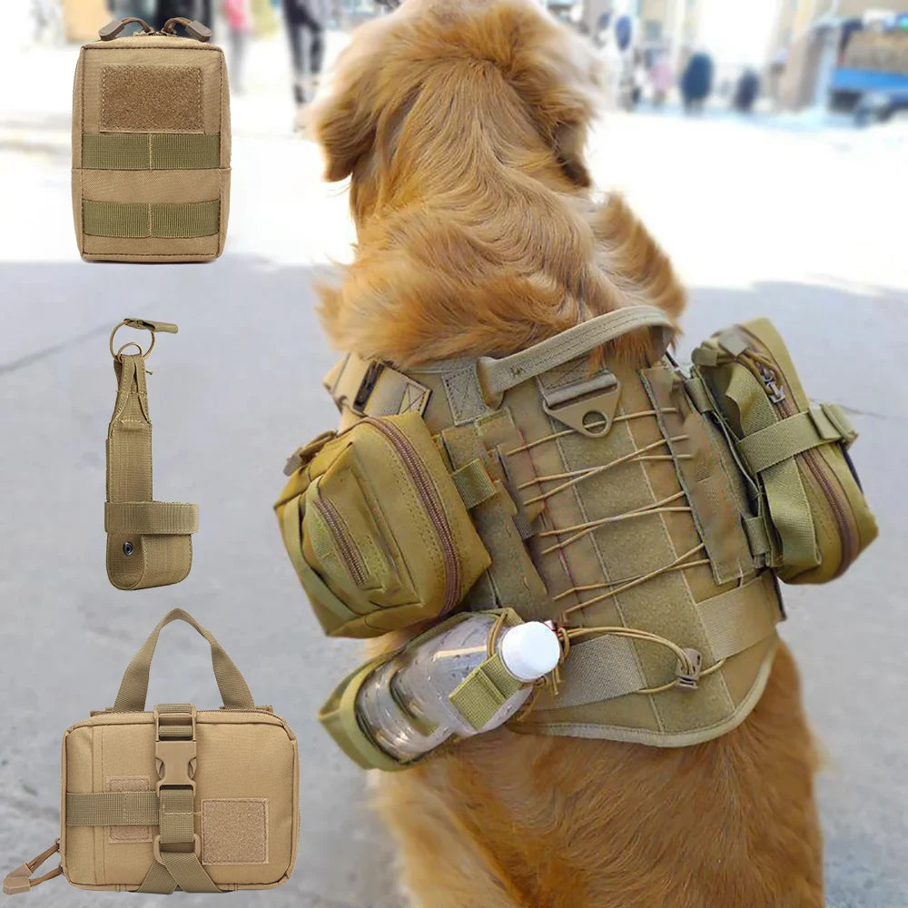 Petavel Dog Tactical Molle Pouch Set With Nylon Harness Attachment