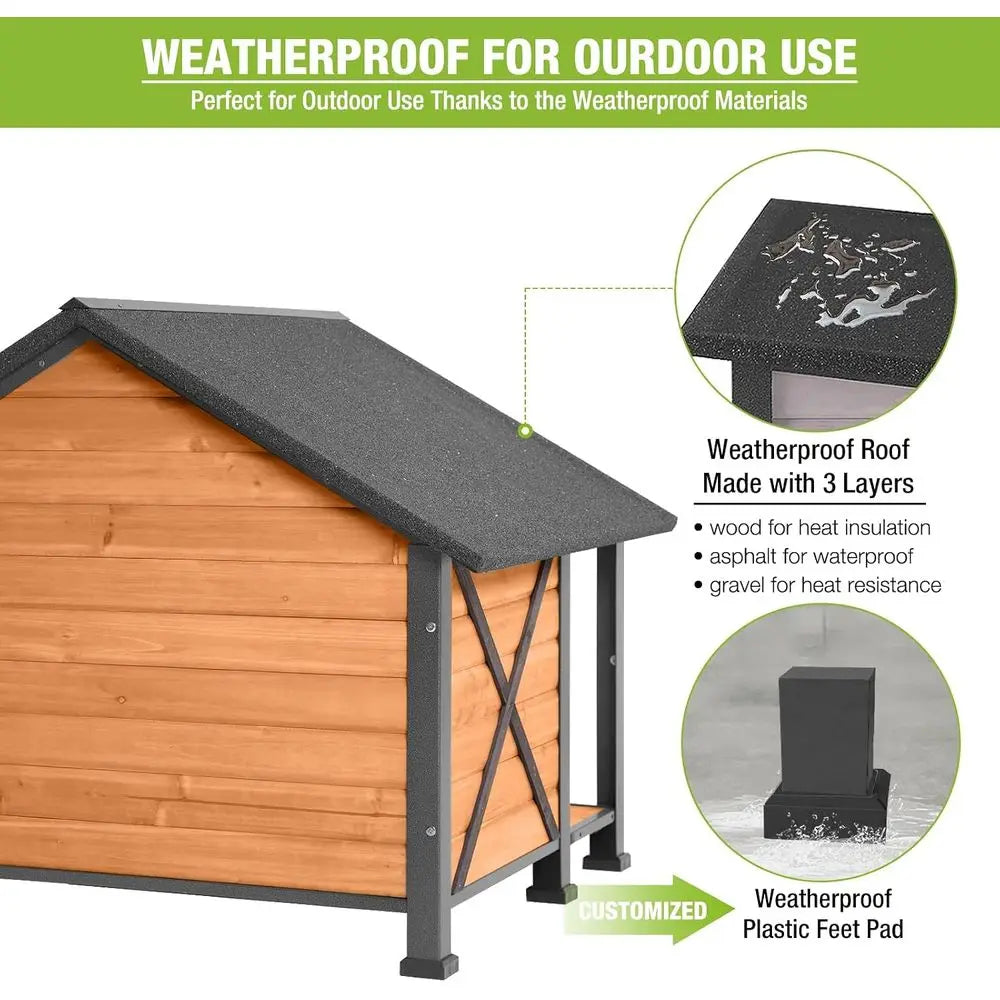 Premium Metal Dog House Featuring Raised Floor And Durable Wood