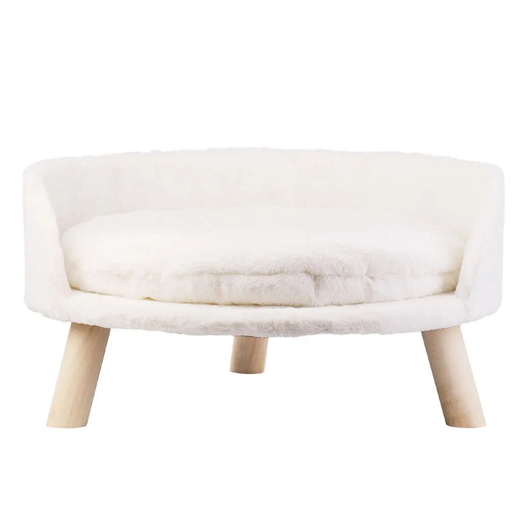 Plush Cat Sofa Bed With Washable Cushion And Wooden Legs