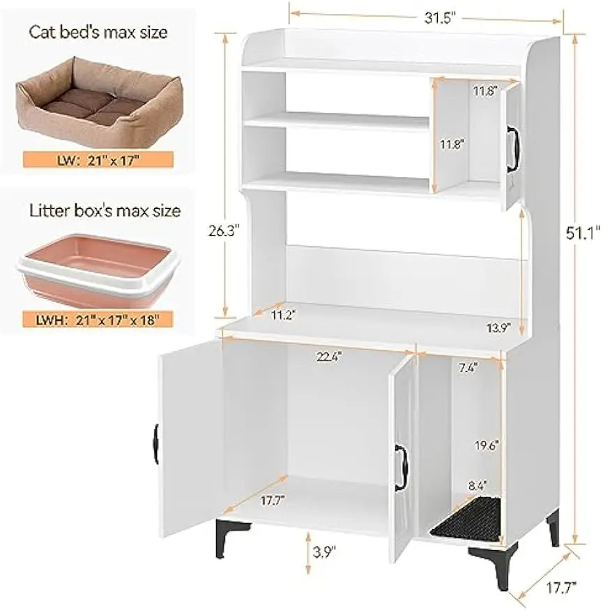 Garvee Wooden Cat Litter Box Enclosure With Storage Cabinet