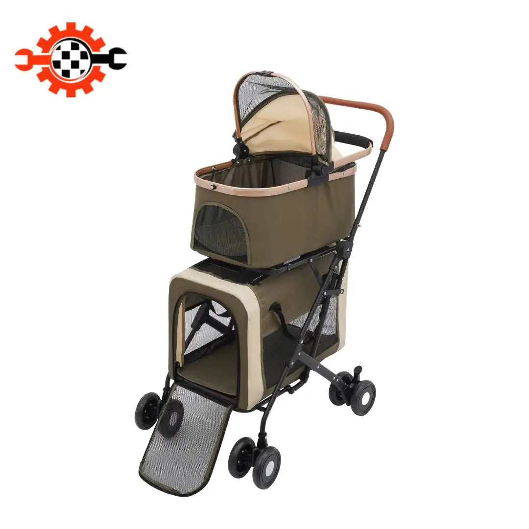 Bymaocar Foldable Pet Stroller With Safety Locks And Sunshade