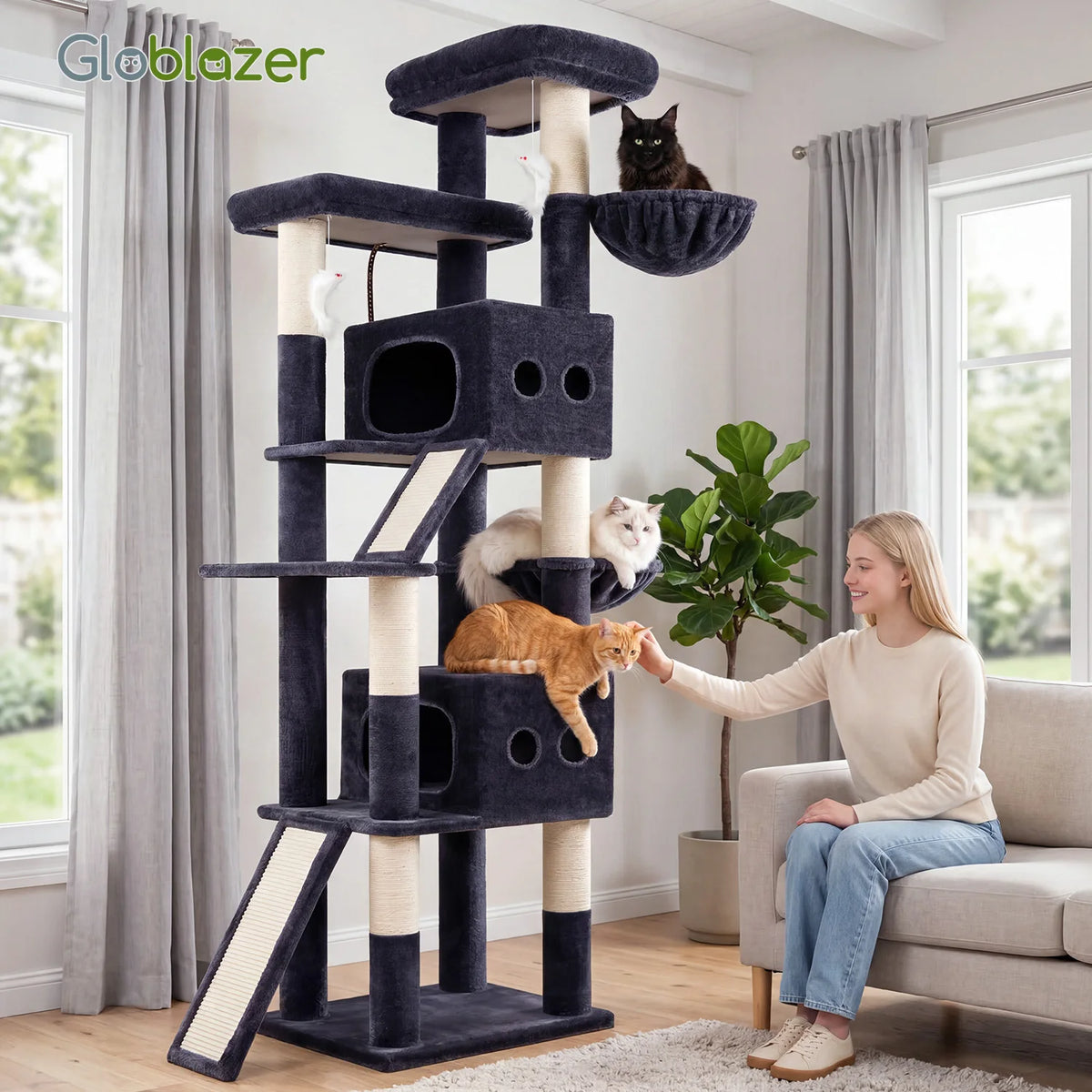 GLOBLAZER Heavy Duty Multi Level Cat Tree Condo For Cats