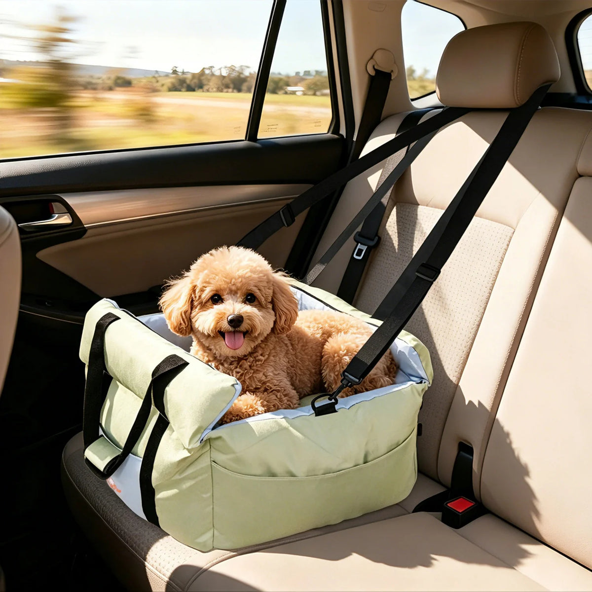 BINGOPAW Washable Dog Car Seat Booster With Safety Belt