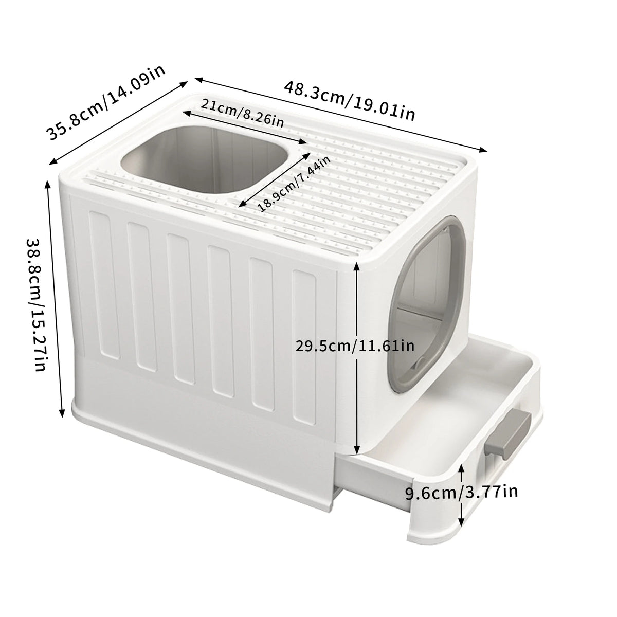 Enclosed Cat Litter Box With Drawer Scoop For Easy Cleaning