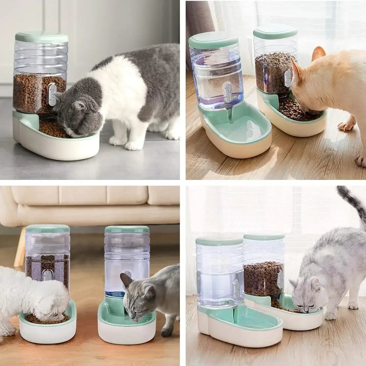 Automatic Dog And Cat Feeder With Gravity Water Dispenser Set